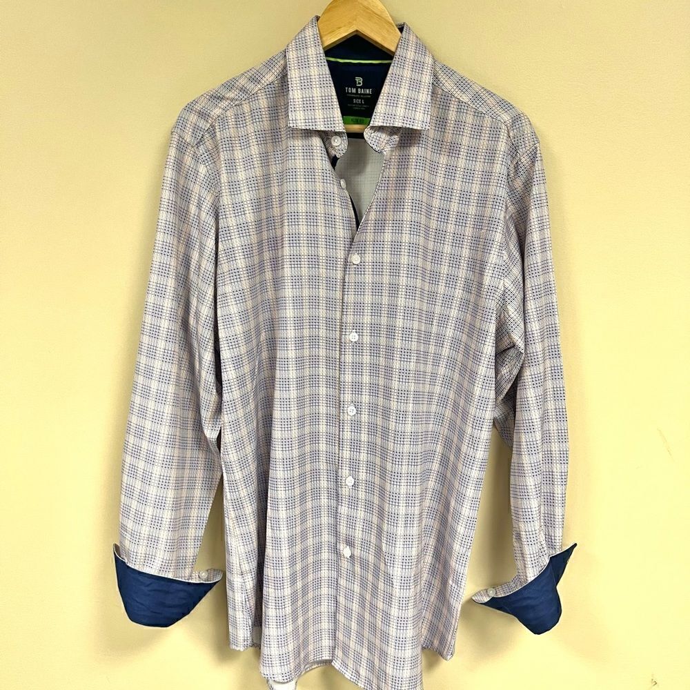 Tom Blaine purple/orange performance button down L